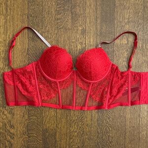 Sexy Red Lace Bustier Bra